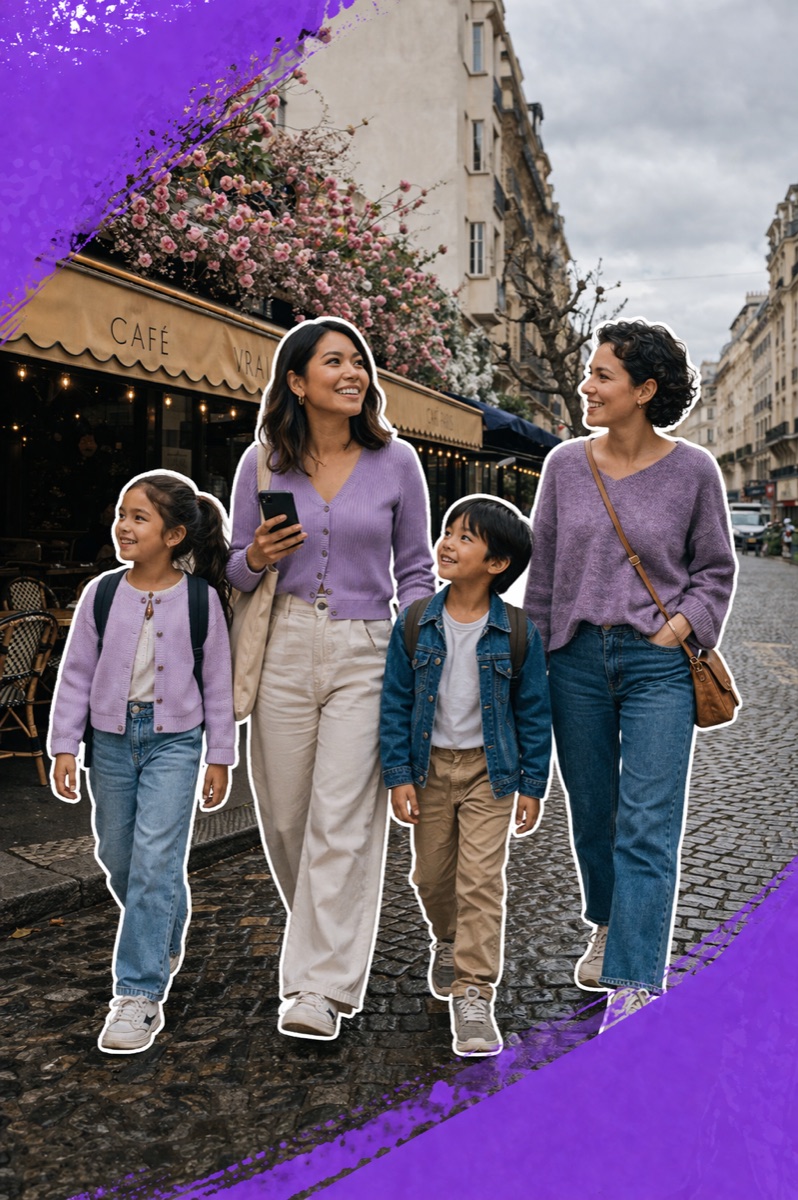 Exploration quest — family wandering a Parisian backstreet